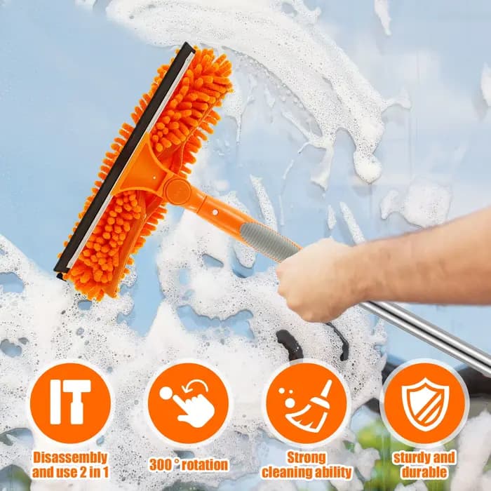 Ensemble d'outils de nettoyage de vitres extensibles 180 °   Vadrouille de fenêtre rotative à Long manche, essuie-glace domestique, brosse de nettoyage de la poussière, nouveau
