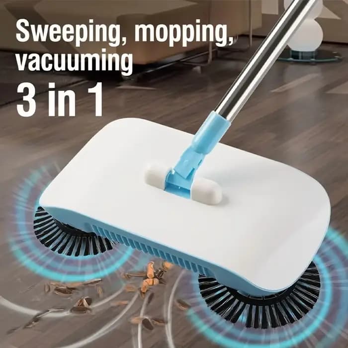 Balayeuse à pousser 3-en-1 pour le nettoyage domestique – Aspirateur humide et sec – Balai pour personne paresseuse
