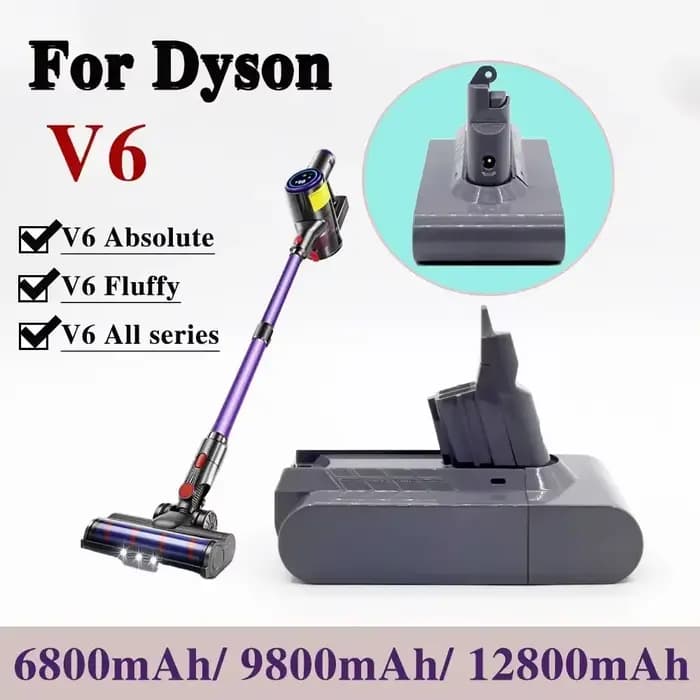 Batterie lithium rechargeable 2025 dernière génération V6 21.6V 12.8Ah pour aspirateur Dyson DC58 DC59 DC61 DC62 SV09 SV07 SV03 SV04 SV06 SV05