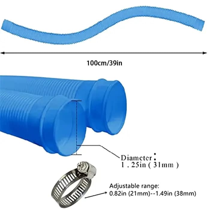 Tuyau de rechange bleu et blanc pour pompe de piscine hors sol, accessoire de 1 à 1/4 pouces, 1m, 1 pièce
