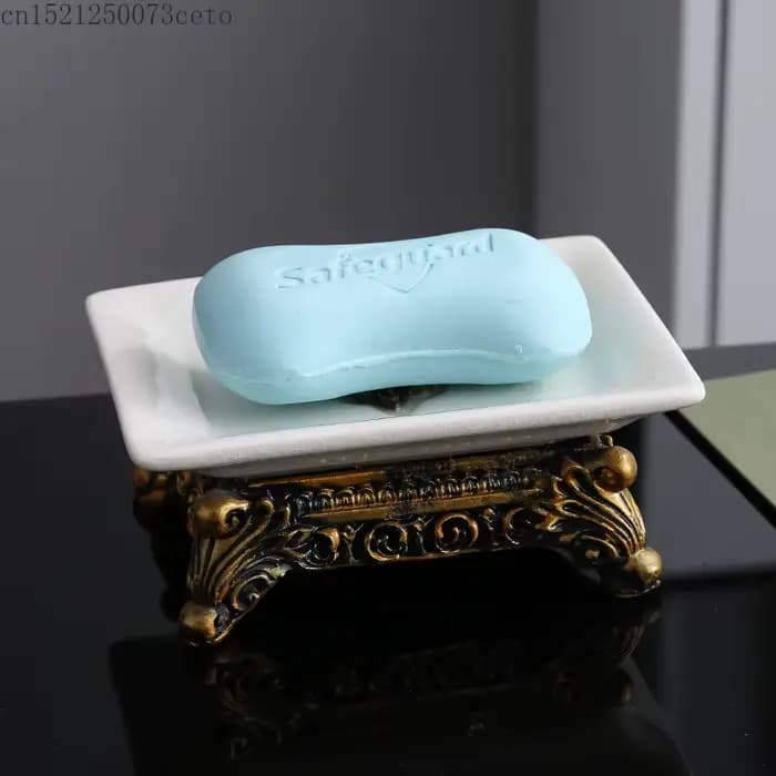 Porte-savon en céramique salle de bains 2 grilles boîte à savon Drain