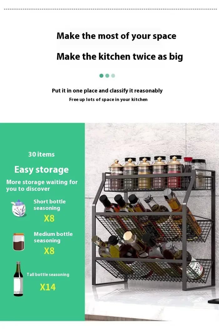 Étagère à condiments de cuisine, tiroir à plusieurs niveaux, armoire de rangement, panier, organisateur, tiroir, comptoir idéal, garde-manger sous l'évier, bureau
