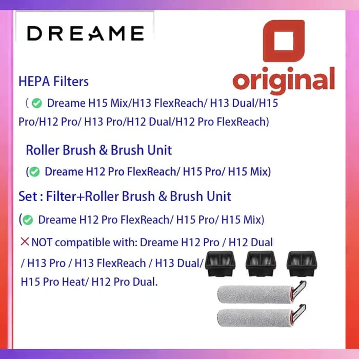 Kit de nettoyage original Dreame adapté à l'aspirateur lavant H12 Pro FlexReach/H15 Pro/H15 Mix