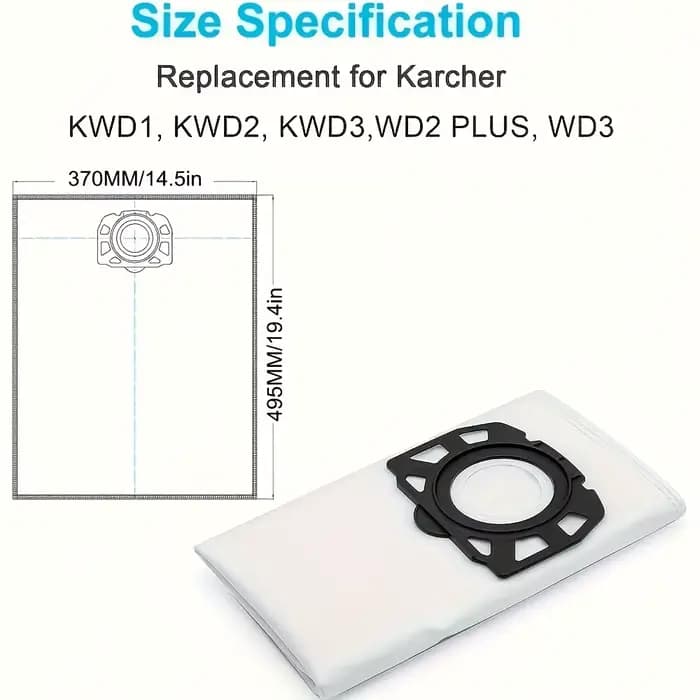 Paquet de 10 sacs à vide KFI 357 pour Karcher WD2 Plus/WD3/SE4001 - Filtres lavables haute efficacité