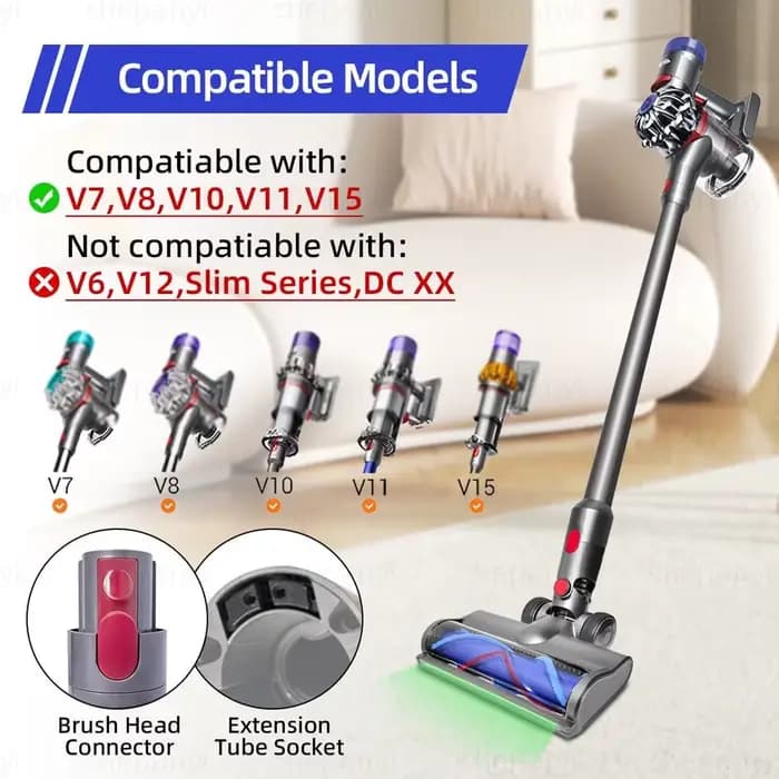 Brosse électrique LED pour aspirateurs Dyson V7/V8/V10/V11/V15