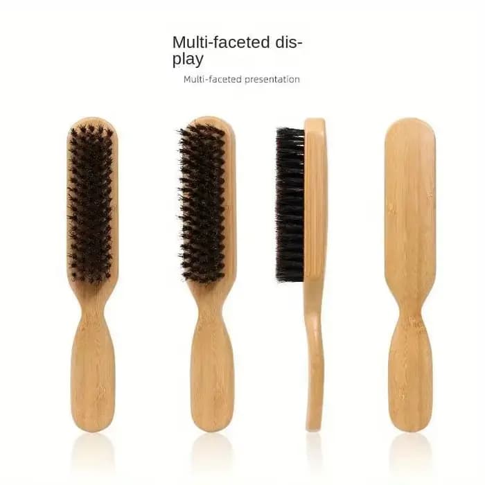Brosse de nettoyage à poils de sanglier avec manche en bois