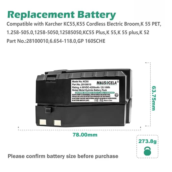 Batterie 4200mAh pour balai électrique sans fil Karcher:28100010