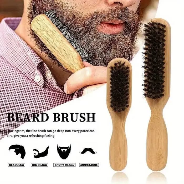Brosse de nettoyage à poils de sanglier avec manche en bois
