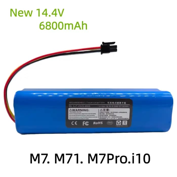 100% nouvelle batterie Rechargeable 14.4V 6800mAh Compatible pour aspirateur Midea M7 M71 M7Pro I10 de haute qualité