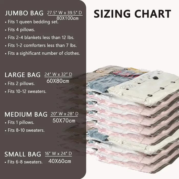 Sacs de rangement sous vide