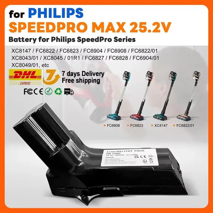 Pour aspirateur Philips XC8347/01 XC8349/01 SpeedPro Max avec Protection contre les surcharges, batterie de remplacement universelle 25.2V