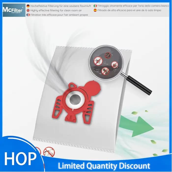 Pack de sacs d'aspirateur 3D Airclean FJM compatibles avec l'aspirateur Miele FJM