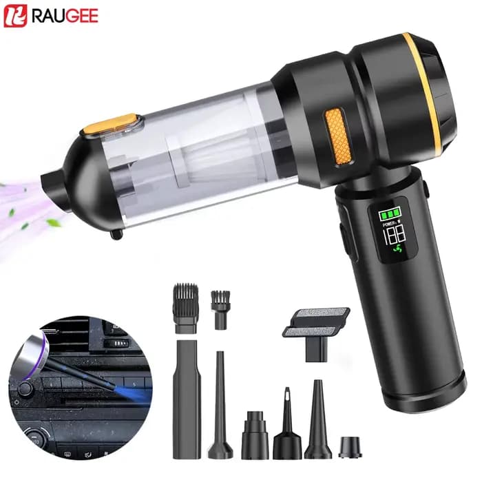 Aspirateur de voiture sans fil, aspirateur à main, souffleur d'air 17000Pa, nettoyage portable avec éclairage LED pour voitures et maison