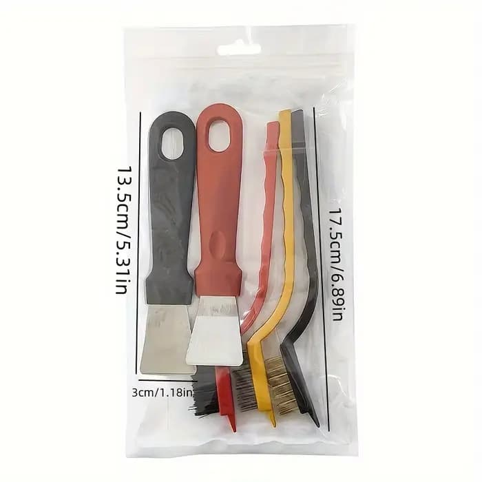 Ensemble de 5 brosses de nettoyage de cuisine avec grattoir à gaz et brosse métallique pour l'élimination de l'huile et de la saleté sur hotte et des plaques de cuisson