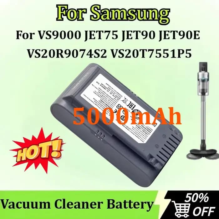 Batterie VCA-SBT90 21.9V 5000mAh pour aspirateur Samsung JET75 VS9000 JET90 JET90E VS20R9078S2 VS20R9074S2 VS20T7551P5
