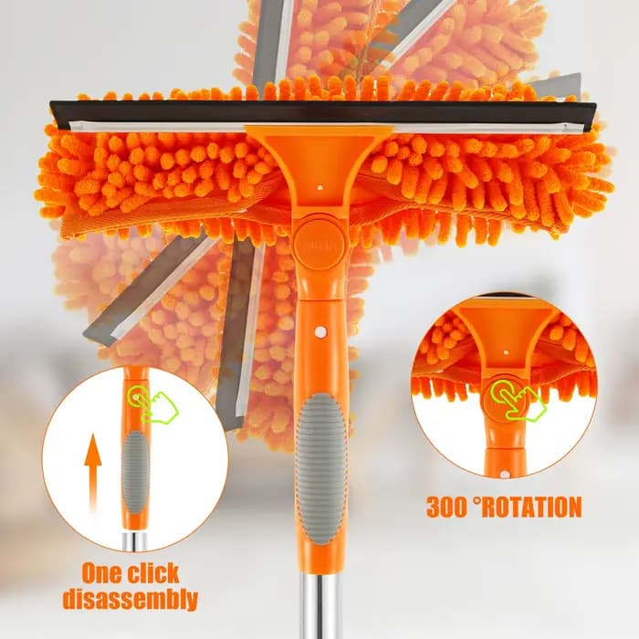 Ensemble d'outils de nettoyage de vitres extensibles 180 °   Vadrouille de fenêtre rotative à Long manche, essuie-glace domestique, brosse de nettoyage de la poussière, nouveau
