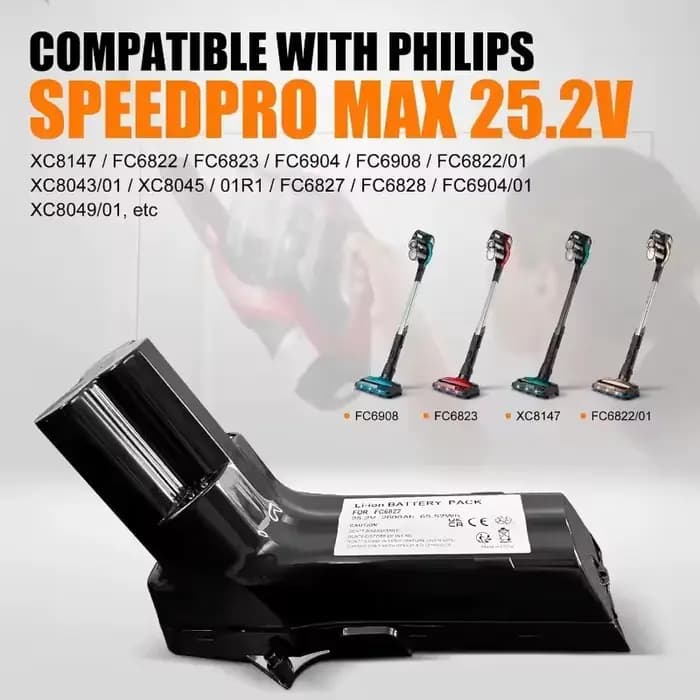 Batterie d'aspirateur 25.2V 5000mAh pour Philips SpeedPro Max,XC8147,XC8147/01,XC8045/01,XC7043/01,XC7042/01,FC6823/01 + outil