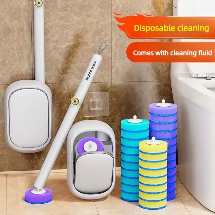 JOYBOS Brosse de toilette murale jetable avec support intégré et têtes