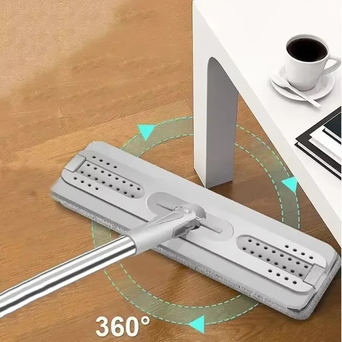 Ensemble serpillière auto-nettoyante et seau pour sols plats