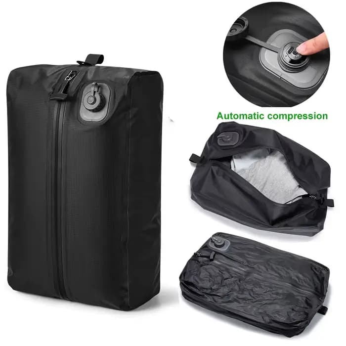 Sac sous vide automatique (pompe à air à l'intérieur) sac de rangement réutilisable sac de compression de voyage pliant en plein air pour valises sac à dos bagages