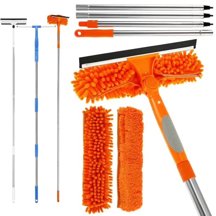 Ensemble d'outils de nettoyage de vitres extensibles 180 °   Vadrouille de fenêtre rotative à Long manche, essuie-glace domestique, brosse de nettoyage de la poussière, nouveau