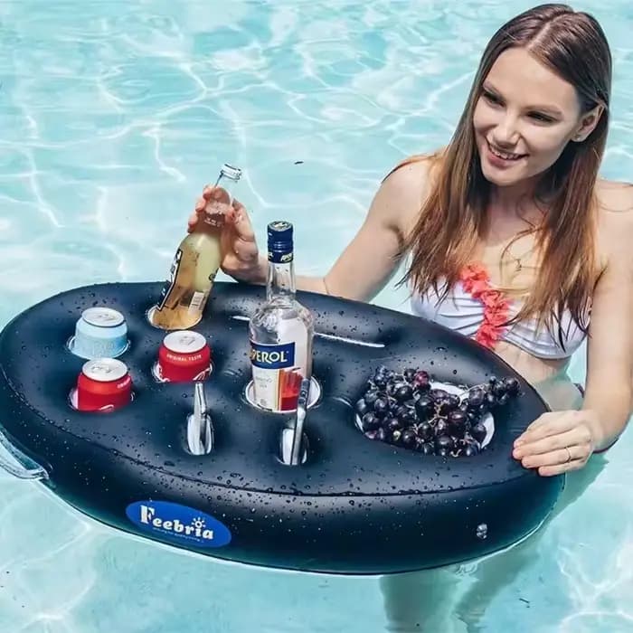 Seau de mer d'été, support de verre, accessoires de piscine gonflables, jeu de natation sur la plage, fête de famille, flotteur, plateau de boisson de bière, jouet de Table plus frais