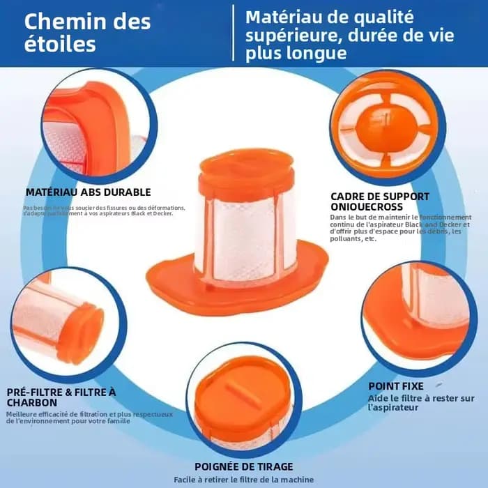 Lot de 6 filtres pour aspirateur à main HHVKF10