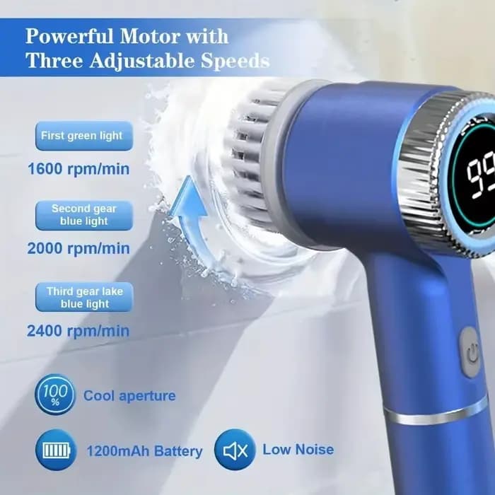 Épurateur électrique à rotation avec 5 têtes de brosse remplaçables