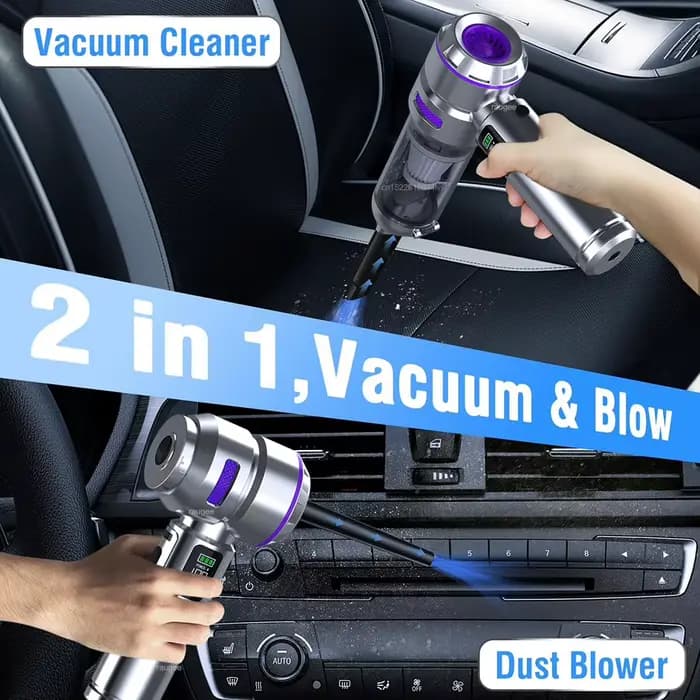 Aspirateur de voiture sans fil, aspirateur à main, souffleur d'air 17000Pa, nettoyage portable avec éclairage LED pour voitures et maison