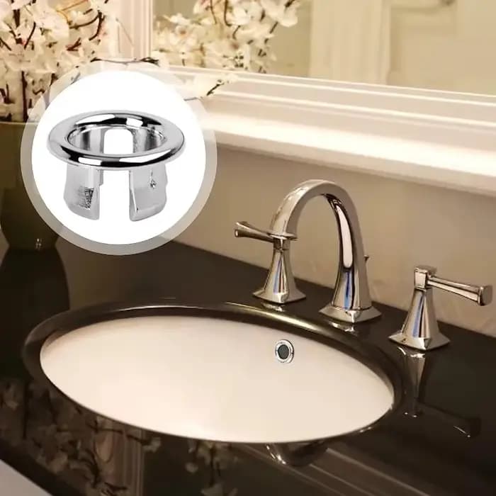Couvercle de débordement d'évier de lavabo de cuisine de salle de bains en plastique, 4 pièces, anneau d'insertion de remplacement, trou chromé, bouchon de vidange rond, accessoire de lavabo