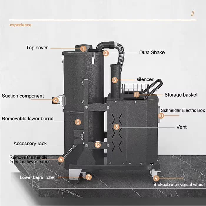 Aspirateur cyclonique industriel électrique pour nettoyage humide et sec