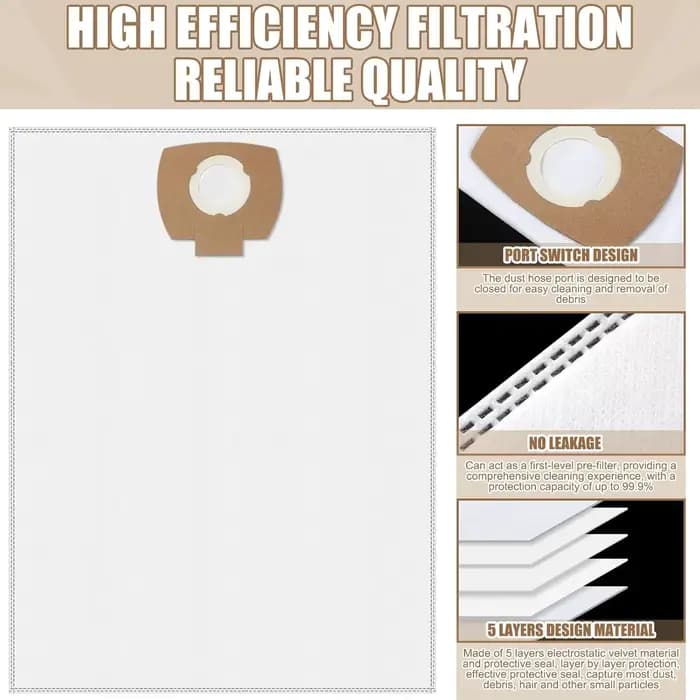 Sacs d'aspirateur compatibles avec Makita 446L VC2010L VC2021L VC2511 VC2512L VC3011L VC3511L 1025L 8999000211