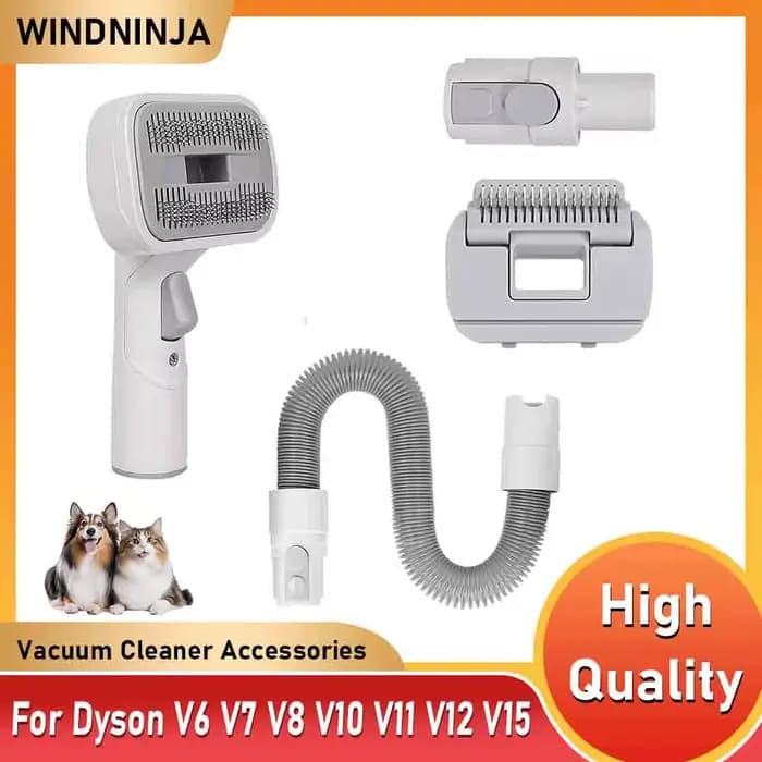 Brosse à cheveux pour chien, fixation sous vide pour Dyson V6 V7 V8 V10 V11 V12 V15, tuyau étendu, outil de toilettage pour animaux de compagnie moyens/grands