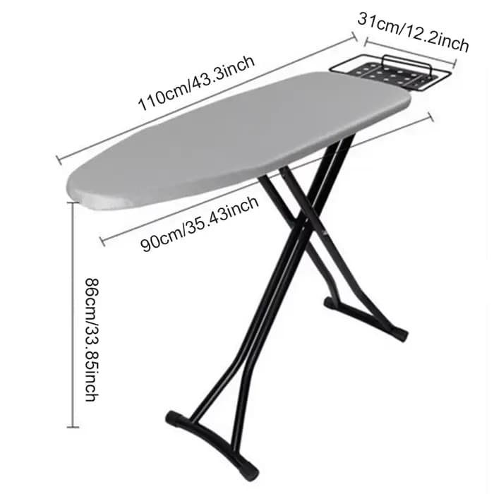 Planche à repasser compacte et robuste, pliable et réglable en hauteur, avec couvercle résistant à la chaleur, repose-fer à vapeur, pieds antidérapants