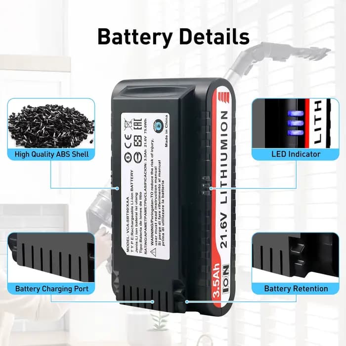 Nastima 21.6V Rechargeable Eddie ion Aspirateur Batterie 3500mAh pour Samsung VCA-SBT90/XAA Pour Jet90 Jet75 Jet75Pet