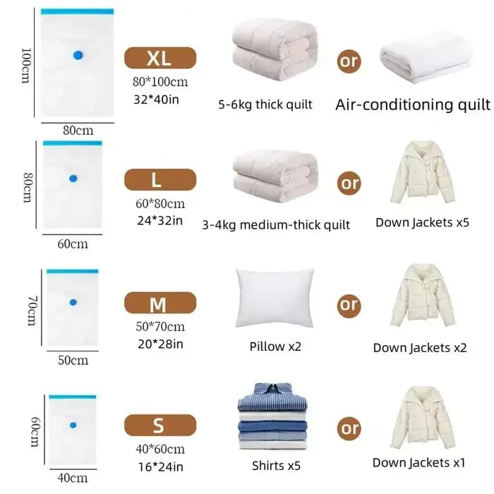 Sacs d'étanchéité sous vide pour vêtements