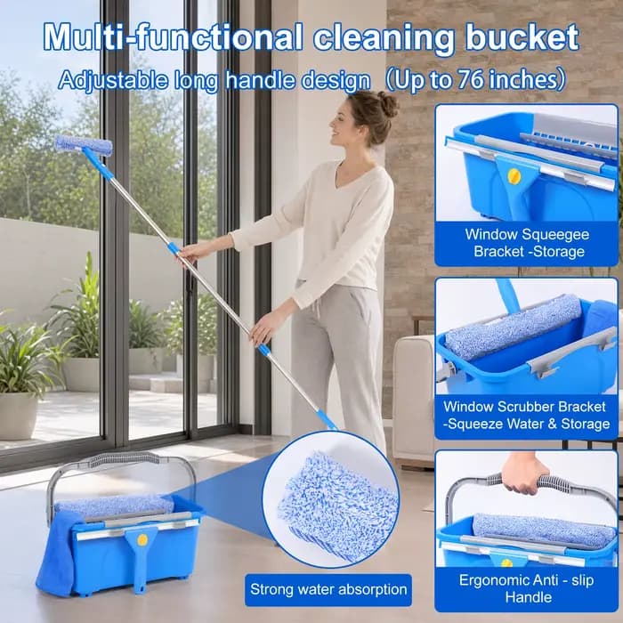 Kit de nettoyage de vitres professionnel avec seau