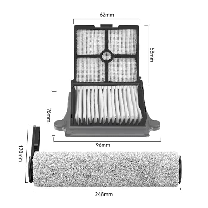 Pièces de rechange pour aspirateur eau et poussière Tineco Floor One S6 Pro/S6 FW110500US S7 ProFW200300US/S7/S7 Flashdry : brosse rotative et filtre HEPA