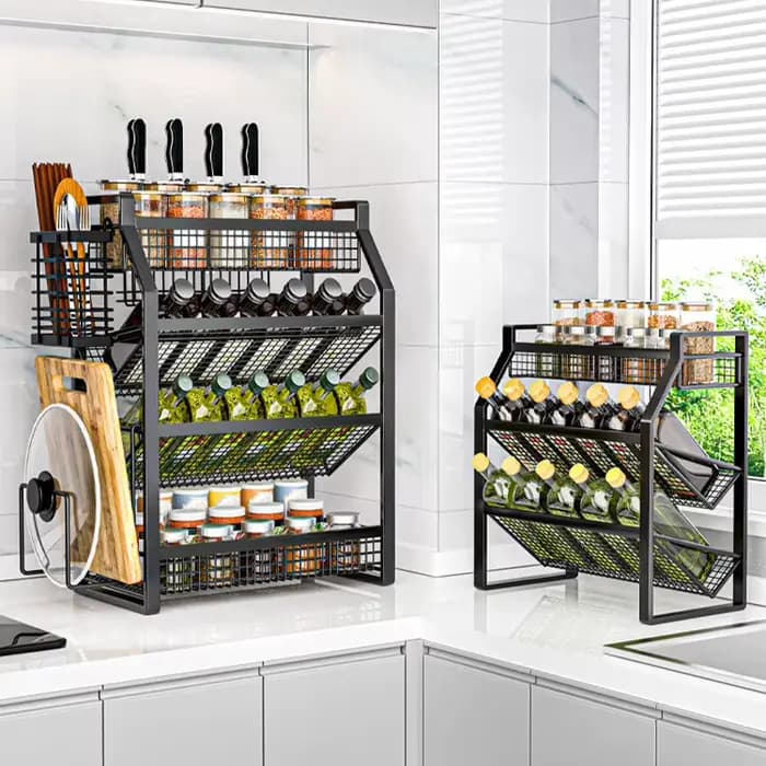 Étagère à condiments de cuisine, tiroir à plusieurs niveaux, armoire de rangement, panier, organisateur, tiroir, comptoir idéal, garde-manger sous l'évier, bureau