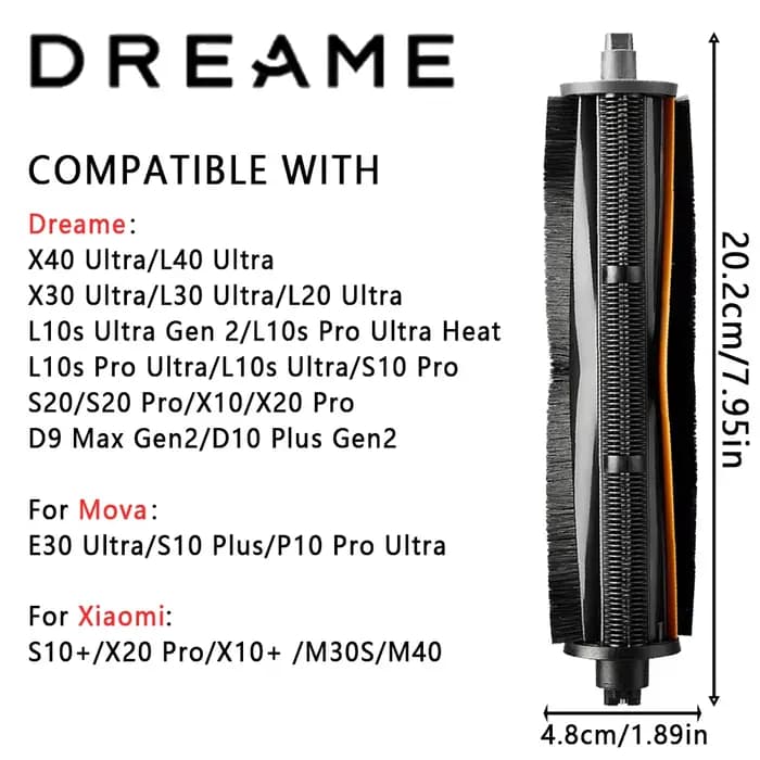 Brosse Dreame TriCut, pour X40 Ultra/X30 Ultra/L20 Ultra/L10s Ultra Gen 2/S10 Pro/S20/S20 Pro/X10/X20 Pro/D9 Max Gen2. etc.