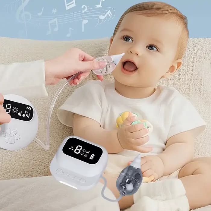 Nettoyeur nasal électrique avec musique et lumière douce, aspirateur nasal électrique puissant rechargeable pour nourrissons