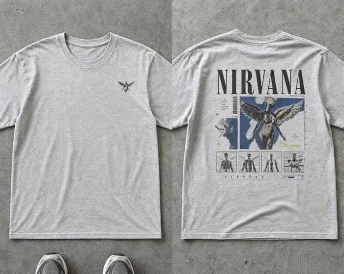 T-shirt en coton Nirvana Lithium Vintage Angel, collection été 2026, style rétro oversize streetwear Y2K pour hommes et femmes, vêtements de sport