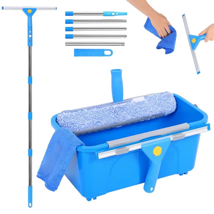 Kit de nettoyage de vitres professionnel avec seau