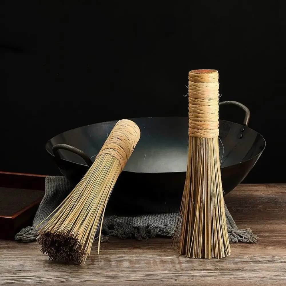 Wok brosse de nettoyage, 1 pièce, 7 pouces de long, fouet traditionnel en bambou, outils de cuisine