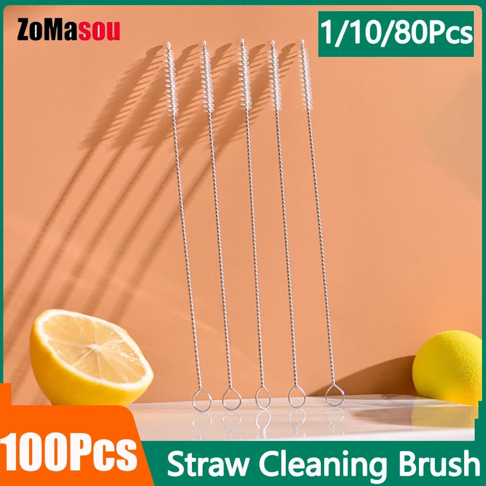 Brosse de nettoyage de paille en acier inoxydable, 1/10/100 pièces, nettoyage de tuyaux de mauvaises