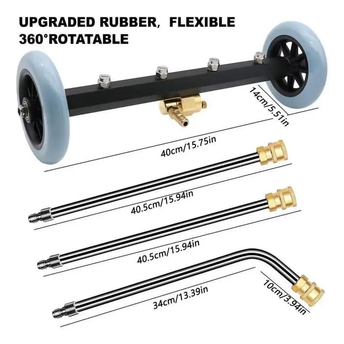 Nettoyeur de surface haute pression pour dessous de caisse 16 pouces 4000 PSI avec 2 rallonges pour