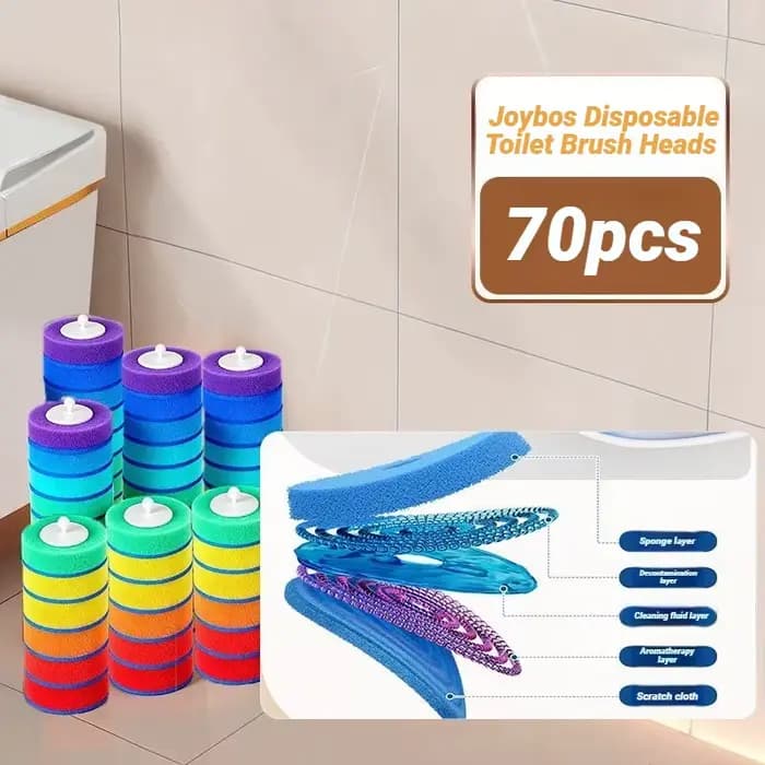 JOYBOS Brosse de toilette murale jetable avec support intégré et têtes de brosse, outil de nettoyage