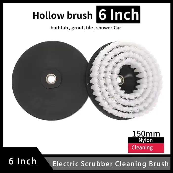 Brosse de nettoyage électrique creuse de 6 pouces, pour tapis, verre, pneus de voiture, carrelage de