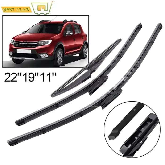 3 pièces balais d'essuie-glace pare-brise pour Dacia Renault Sandero 2015 2016 2017 2018 2019 d'essu