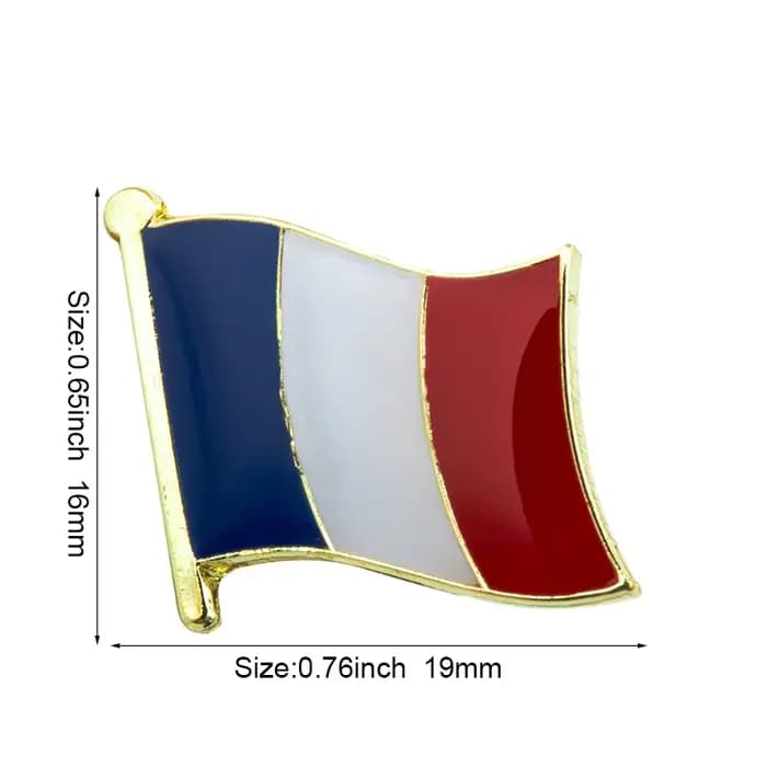 Épinglette drapeau en métal de France, Badges pour vêtements, ensemble Rozet, broche en broches KS-0